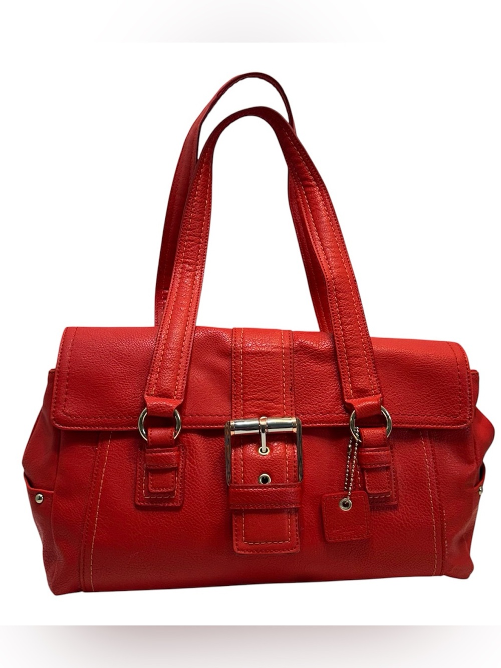 Liz Claiborne Large Red Vegan Leather Satchel Tote Bag